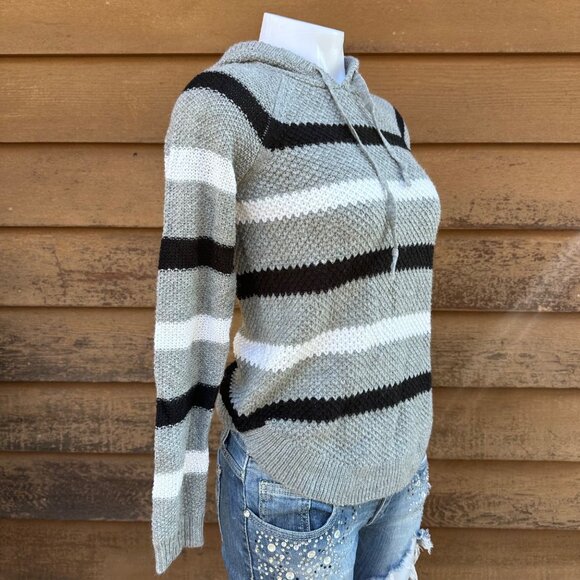 Cloud Chaser Striped Hooded Knit Sweater Womens S Acrylic/Polyester Blend - Picture 7 of 7